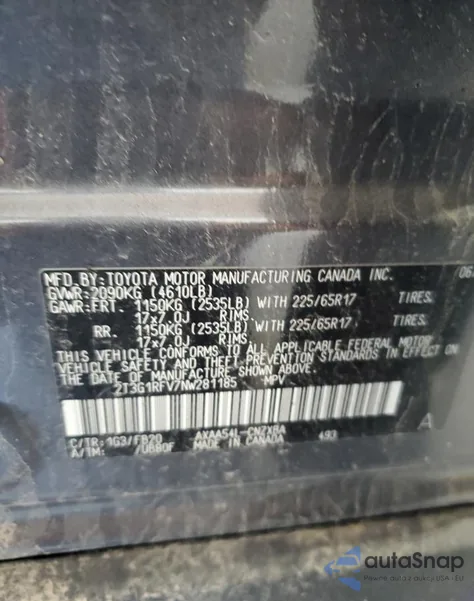 2022 Toyota Rav4 Le from USA, damaged, VIN 2T3G1RFV7NW281185